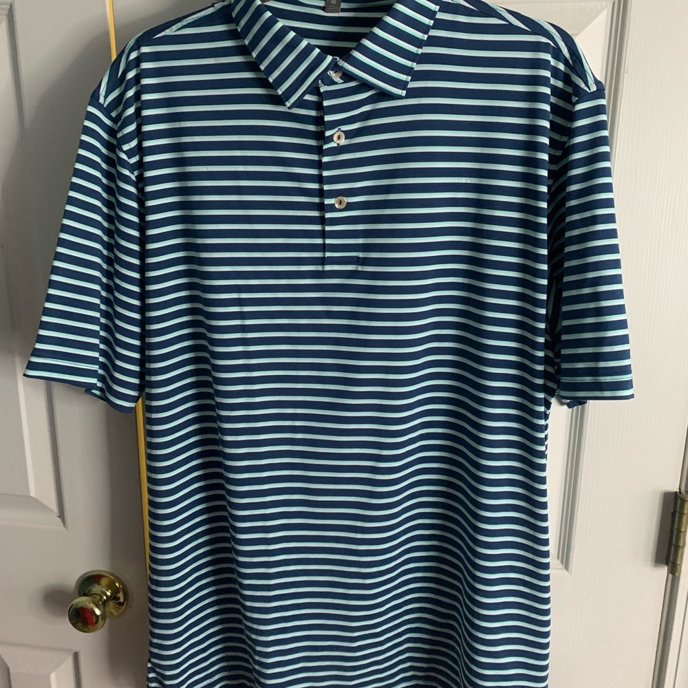 Peter Millar Navy and White Striped Polo Shirt